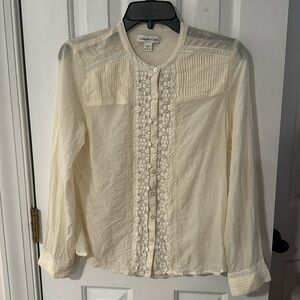 Coldwater Creek BoHo Button Down Blouse Size PS Petite Small 6-8 Cotton Silk